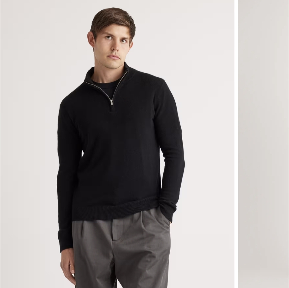 Men's Black Half-Zip Sweater